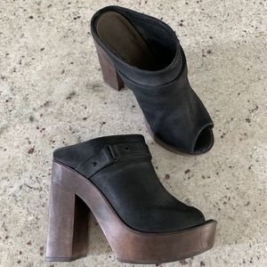 NEW JOIE Black RUDIE Platform Mules Clogs Sz 36 6